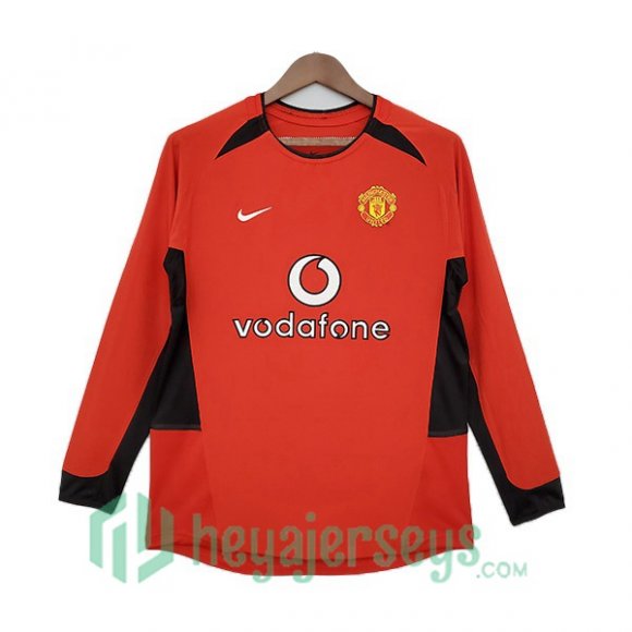 2002-2004 Manchester United Retro Home Jerseys Long Sleeve Red