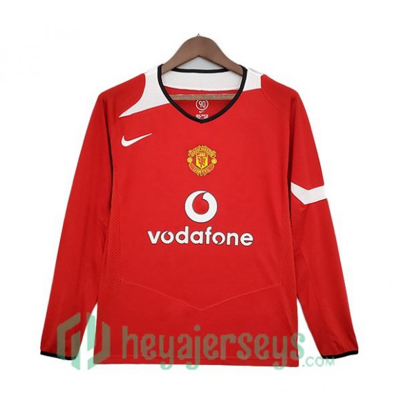 2004-2006 Manchester United Retro Home Jerseys Long Sleeve Red