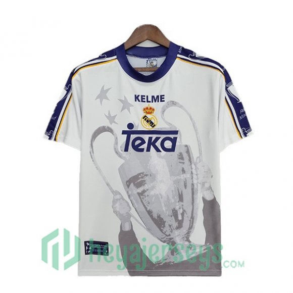 1997-1998 Real Madrid Retro Home Jerseys 7 Champions White