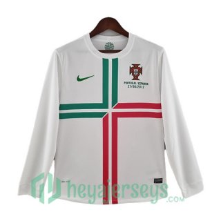 Portugal Retro Away Soccer Jerseys Long Sleeve White 2012