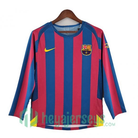 FC Barcelona Retro Home Soccer Jerseys Long Sleeve Red Blue 2005-2006