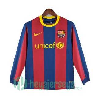 FC Barcelona Retro Home Soccer Jerseys Long Sleeve Red Blue 2010-2011