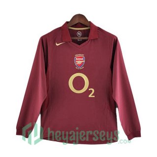 Arsenal Retro Home Soccer Jerseys Long Sleeve Marron 2005-2006