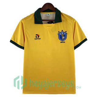 Brazil Retro Home Soccer Jerseys Yellow 1988