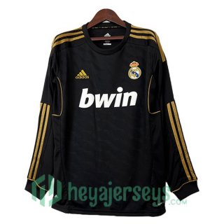Real Madrid Retro Away Soccer Jerseys Long Sleeve Black 2011-2012