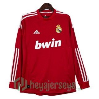 Real Madrid Retro Third Soccer Jerseys Long Sleeve Red 2011-2012