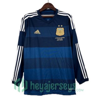 Argentina Retro Away Soccer Jerseys Long Sleeve Blue Royal 2014
