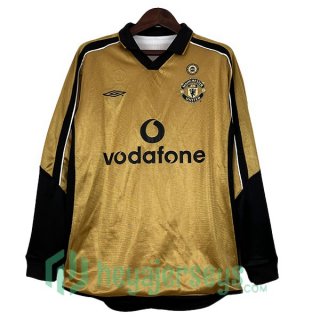 Manchester United Retro 100th Anniversary Edition Soccer Jerseys Long Sleeve Yellow
