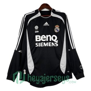Real Madrid Retro Third Soccer Jerseys Long Sleeve Black 2006-2007
