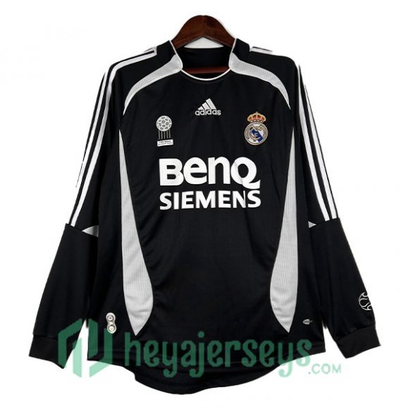 Real Madrid Retro Third Soccer Jerseys Long Sleeve Black 2006-2007