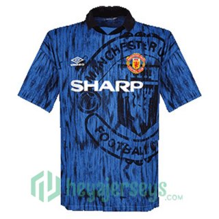 1992-1993 Manchester United Retro Away Jersey Blue