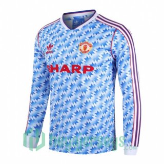1990-1992 Manchester United Retro Away Jersey Long Sleeve Blue