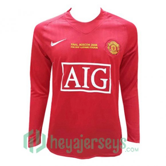 2007-2008 Manchester United Champion League Retro Home Jersey Long Sleeve