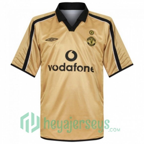 2001-2002 Manchester United Retro Retro Away Jersey Centenary Yellow