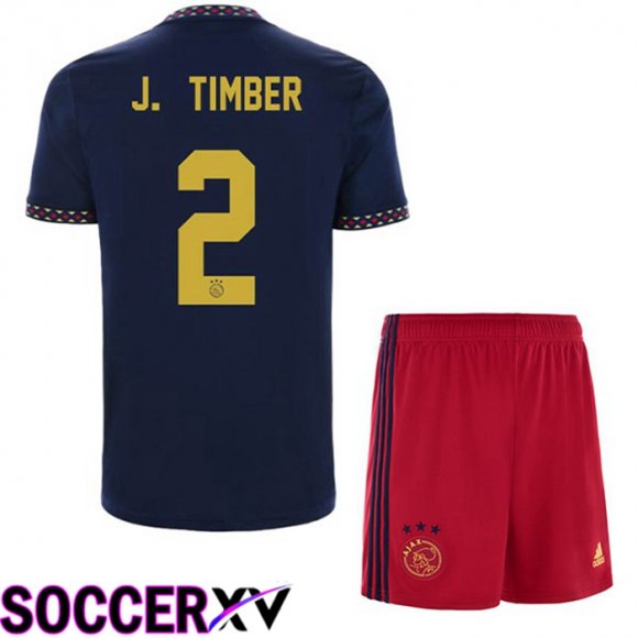 AFC Ajax (J. Timber 2) Kids Away Jersey Black 2022/2023