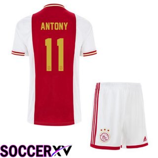 AFC Ajax (Antony 11) Kids Home Jersey White Red 2022 2023