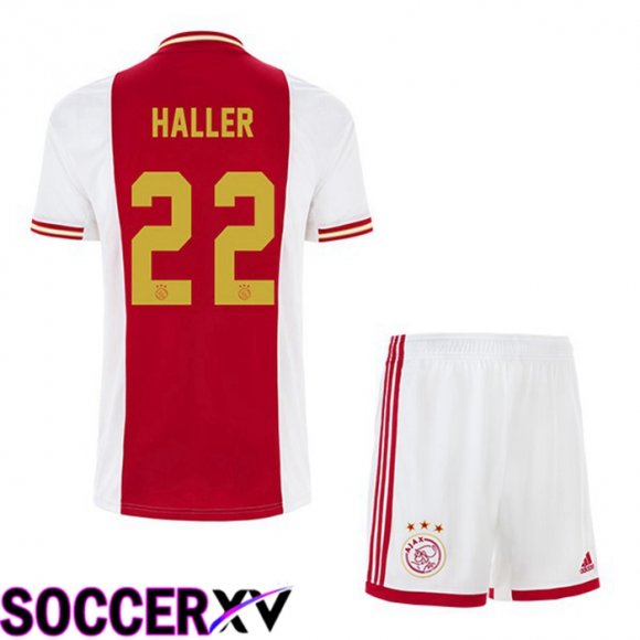 AFC Ajax (Haller 22) Kids Home Jersey White Red 2022 2023