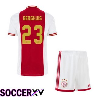 AFC Ajax (Berghuis 23) Kids Home Jersey White Red 2022 2023