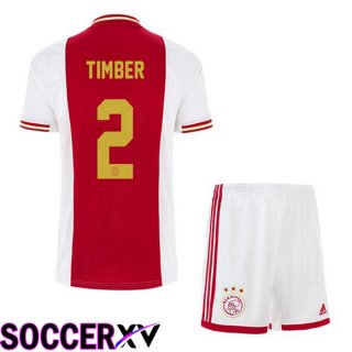 AFC Ajax (Timber 2) Kids Home Jersey White Red 2022 2023